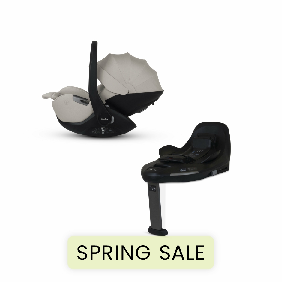 View Silver Cross Glide Plus 360 Infant Carrier and Base Natural Taupe Lie Flat Recline Rotating Car Seat Effortless Spin Breathable Side  information