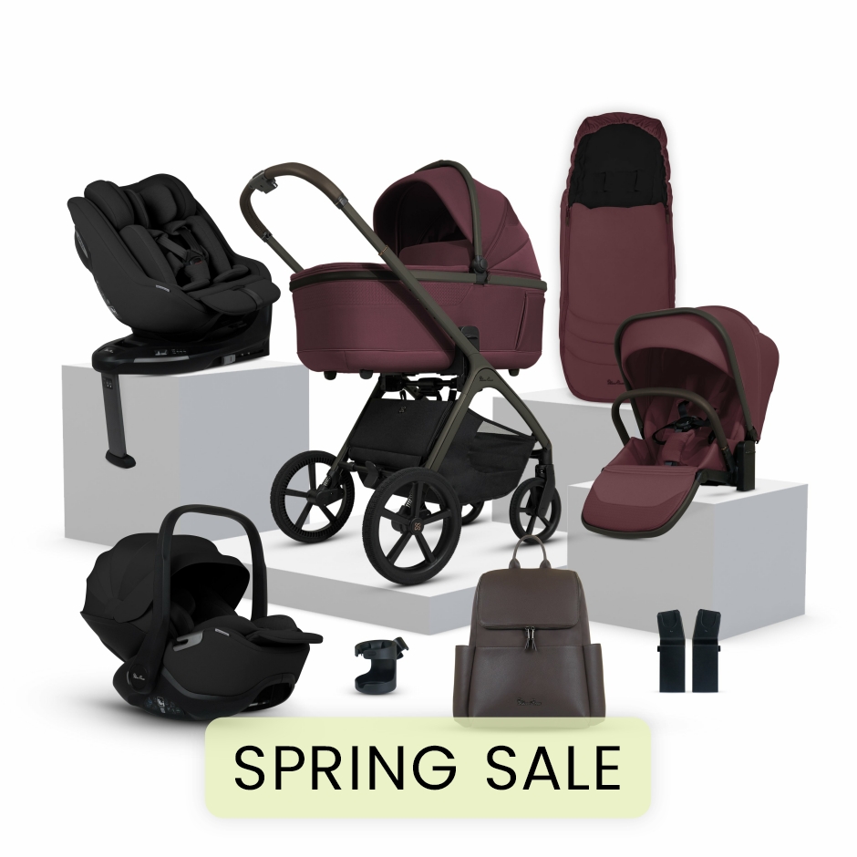 View Silver Cross Cove Damson Travel System Ultimate 360 Family Car Seat Bundle 11 piece information