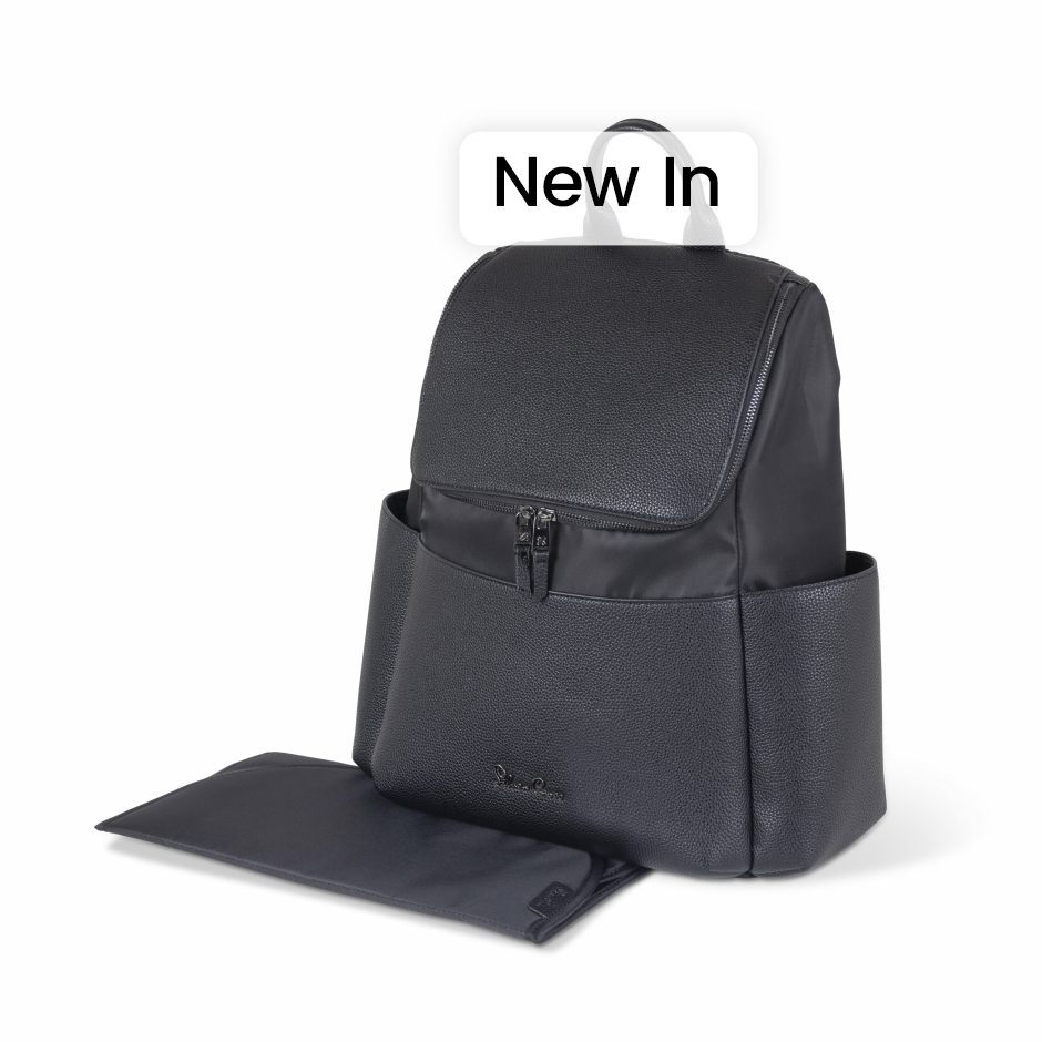 View Silver Cross Nia Changing Bag Black Leather Thermal Bottle Pocket Multiple Compartments Attachment For Stroller Pram Baby Newborn  information