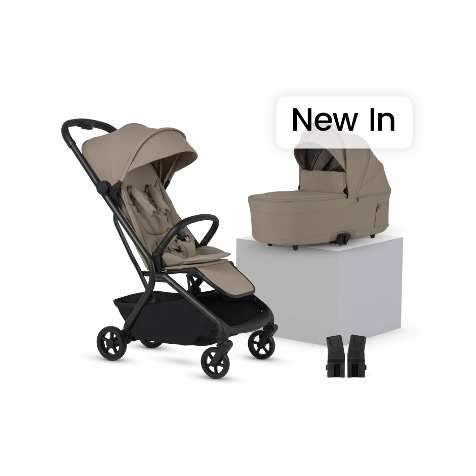 View Silver Cross Nia Champagne Compact Travel Stroller with Carrycot 6 Piece Beige Newborn to 4 Years Pram Set For Infant Toddler Pushchair  information