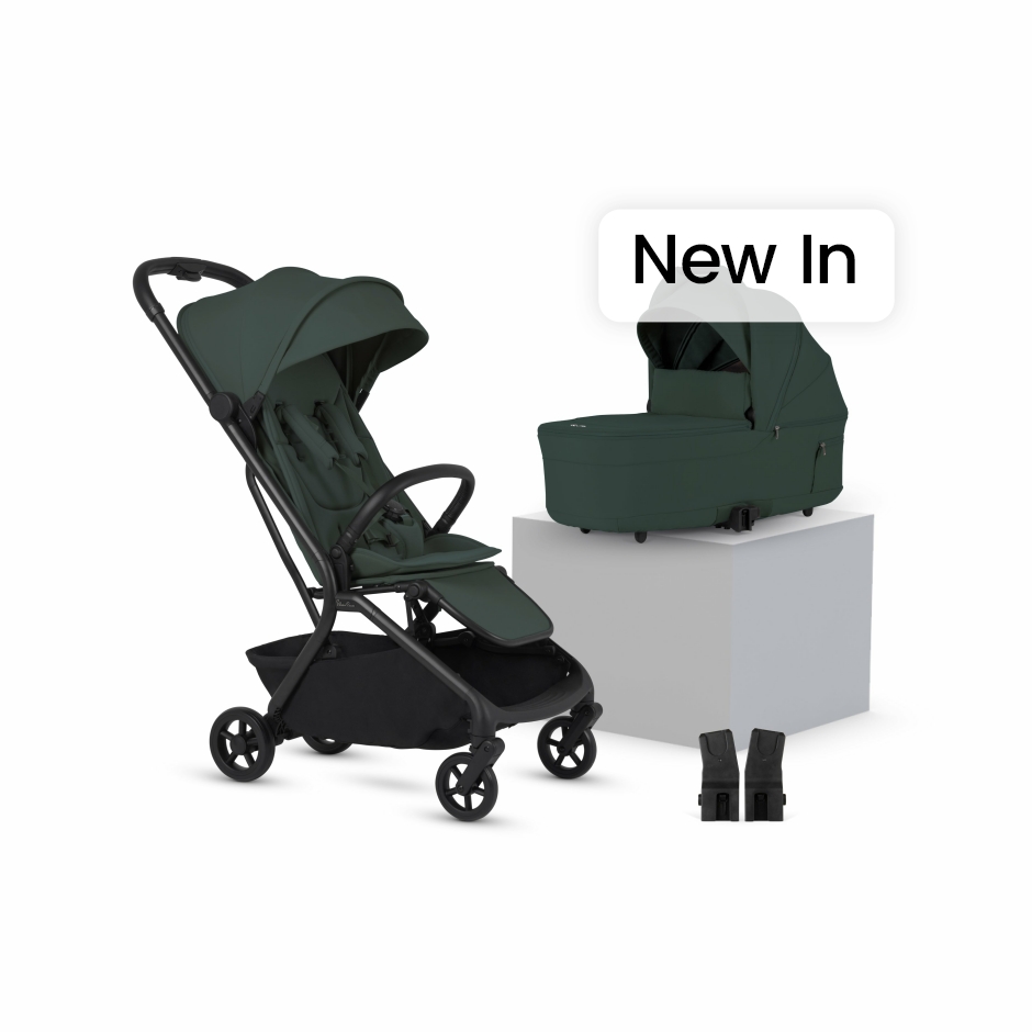 View Silver Cross Nia Conifer Compact Travel Stroller with Carrycot 6 Piece Dark Green Newborn to 4 Years Pram Pushchair Set For Infant  information