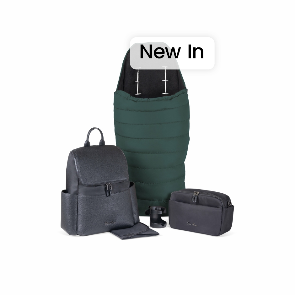 View Silver Cross Nia Accessory Pack Conifer Green Black 4 piece Newborn Baby Infant Footmuff Crossbody Organiser Cup Holder Compact  information