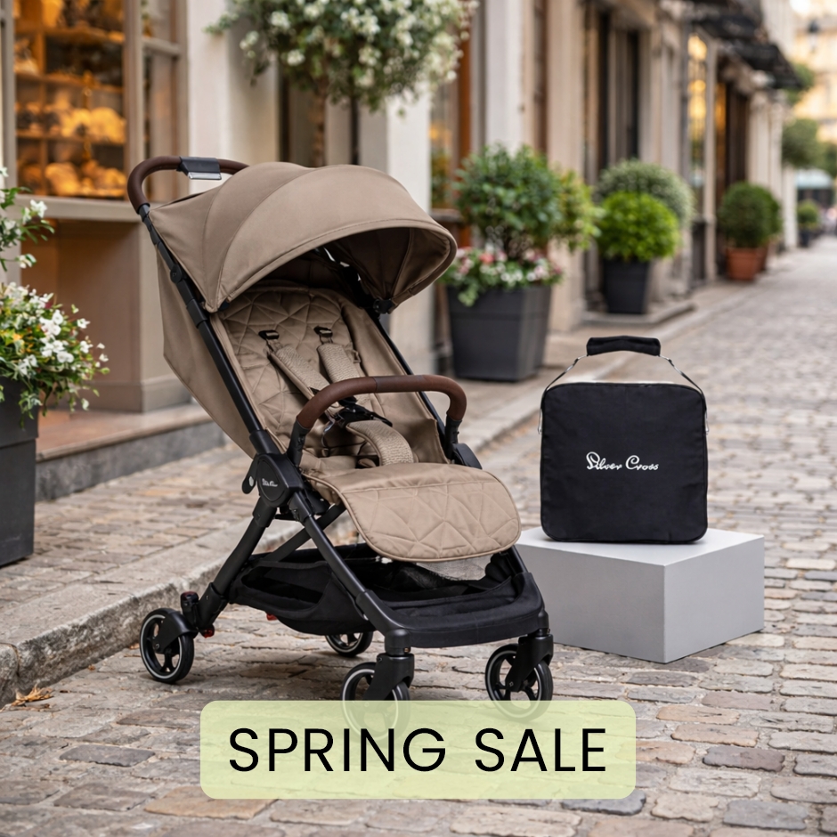 View Silver Cross Clic 2 Cobble Stroller 3 Piece Brown Compact Lie Flat Seat Lightweight Foldable Pushchair Pram Travel Buggy Babies  information