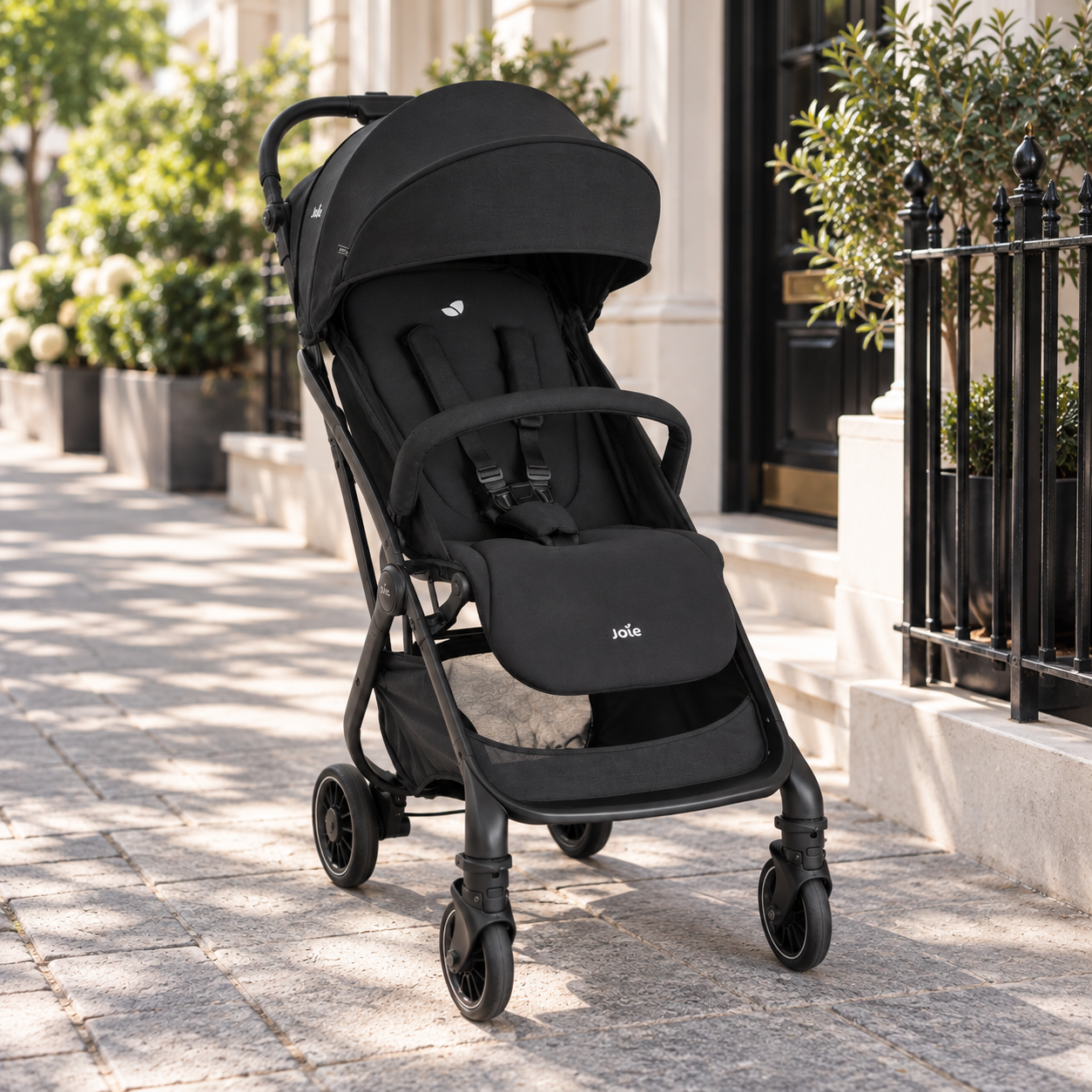 Joie Tourist Stroller – Raven/Black | Birth to 3 Years | Lightweight Baby Stroller | Compact Fold | Lie-Flat Recline