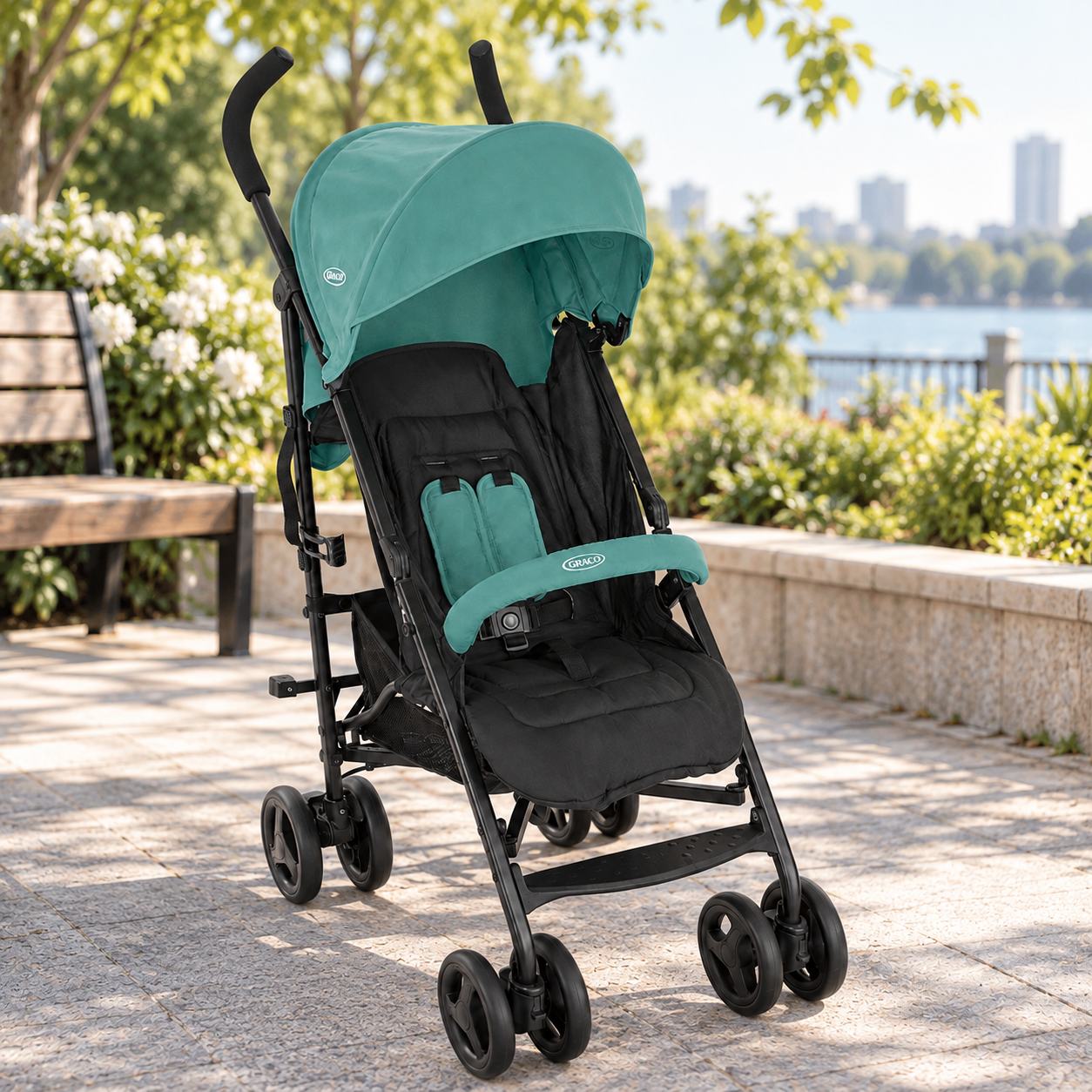 Graco TraveLite Stroller – Mint | Birth to 4 Years | Lightweight Baby Stroller | Compact Fold | Fully Flat Recline