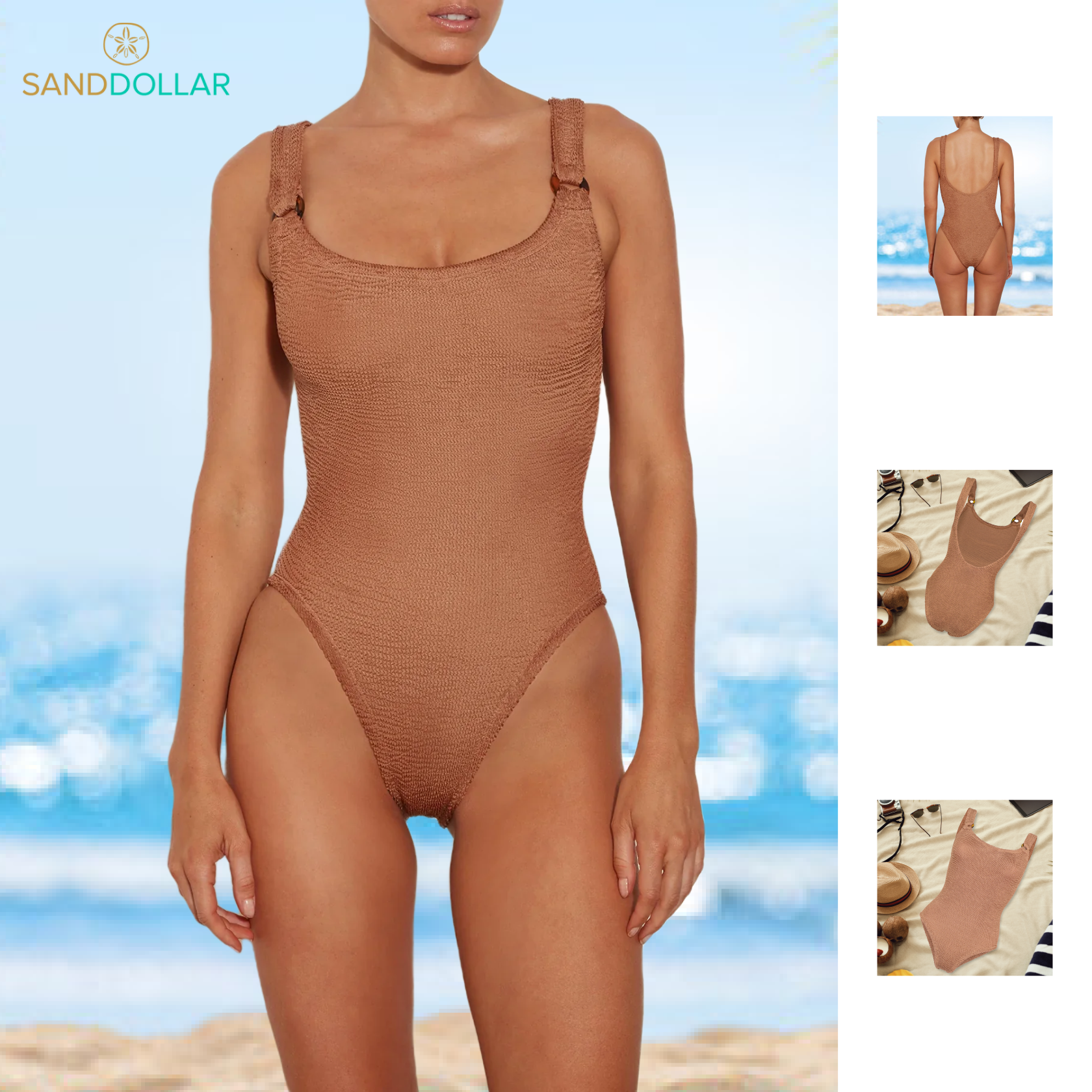 Hunza G Domino Metallic One Piece Swimsuit In Brown