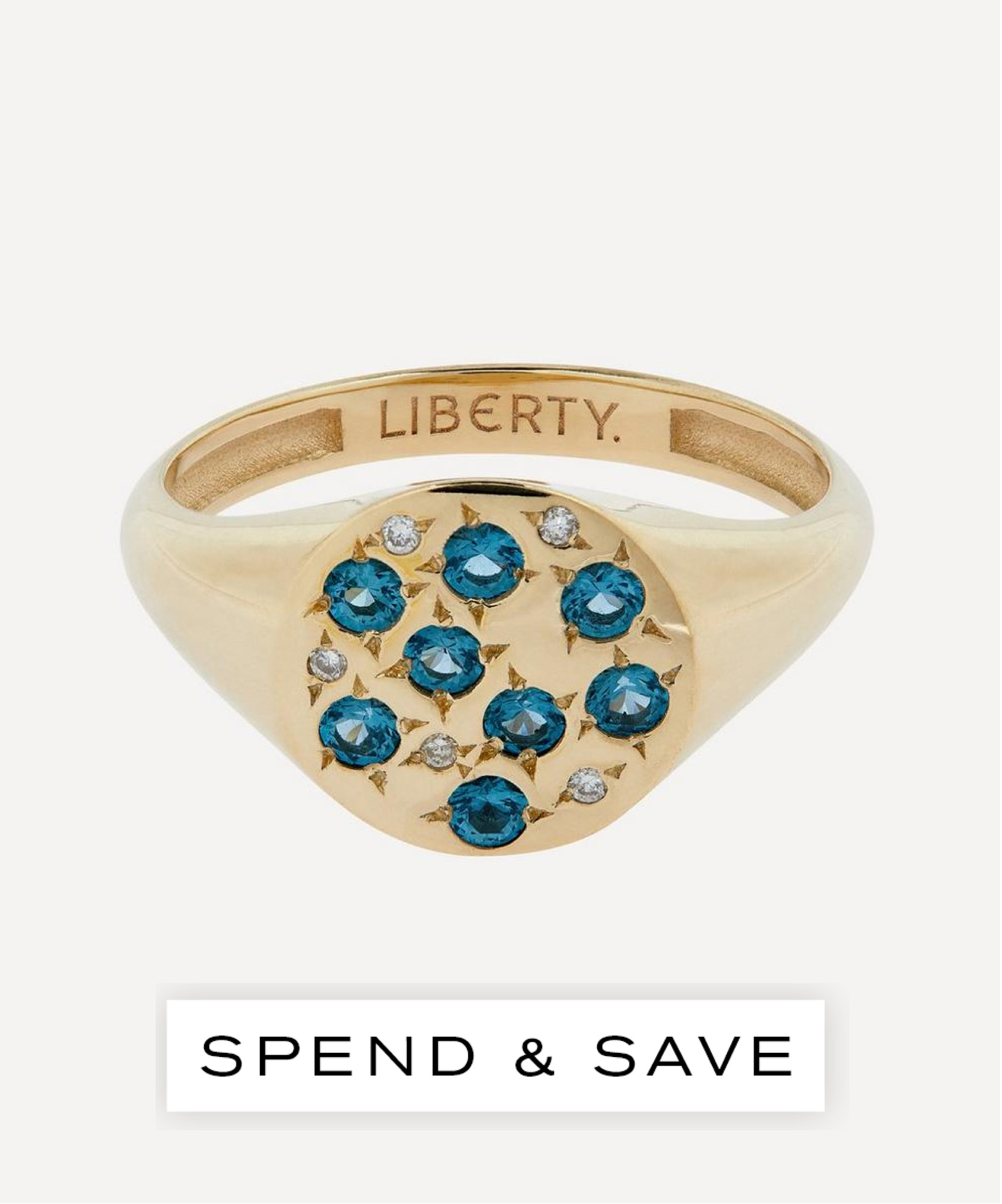 Liberty 9ct Gold Equinox Blue London Topaz Signet Ring