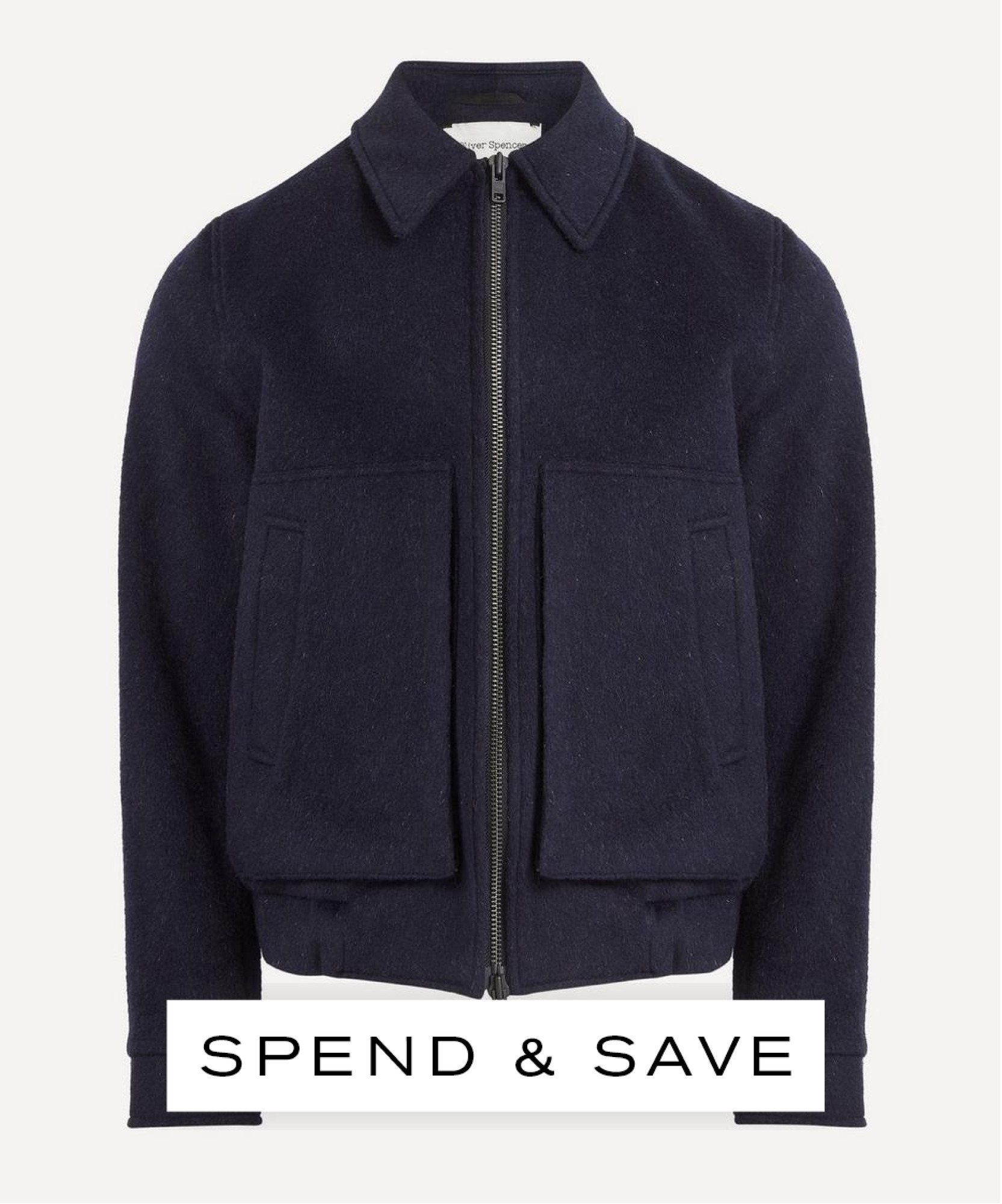 Oliver Spencer Mens Regent Navy Arlington Bomber Jacket