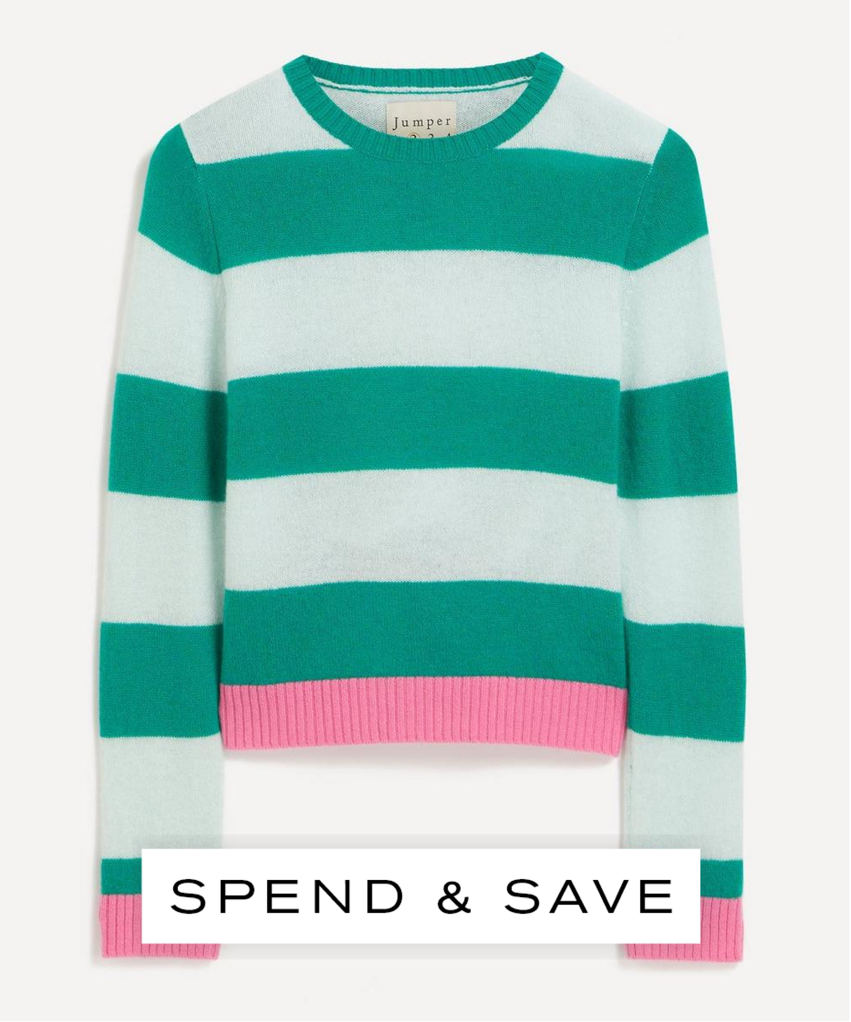 Jumper 1234 Women's Contrast Stripe Crew Cashmere Jumper