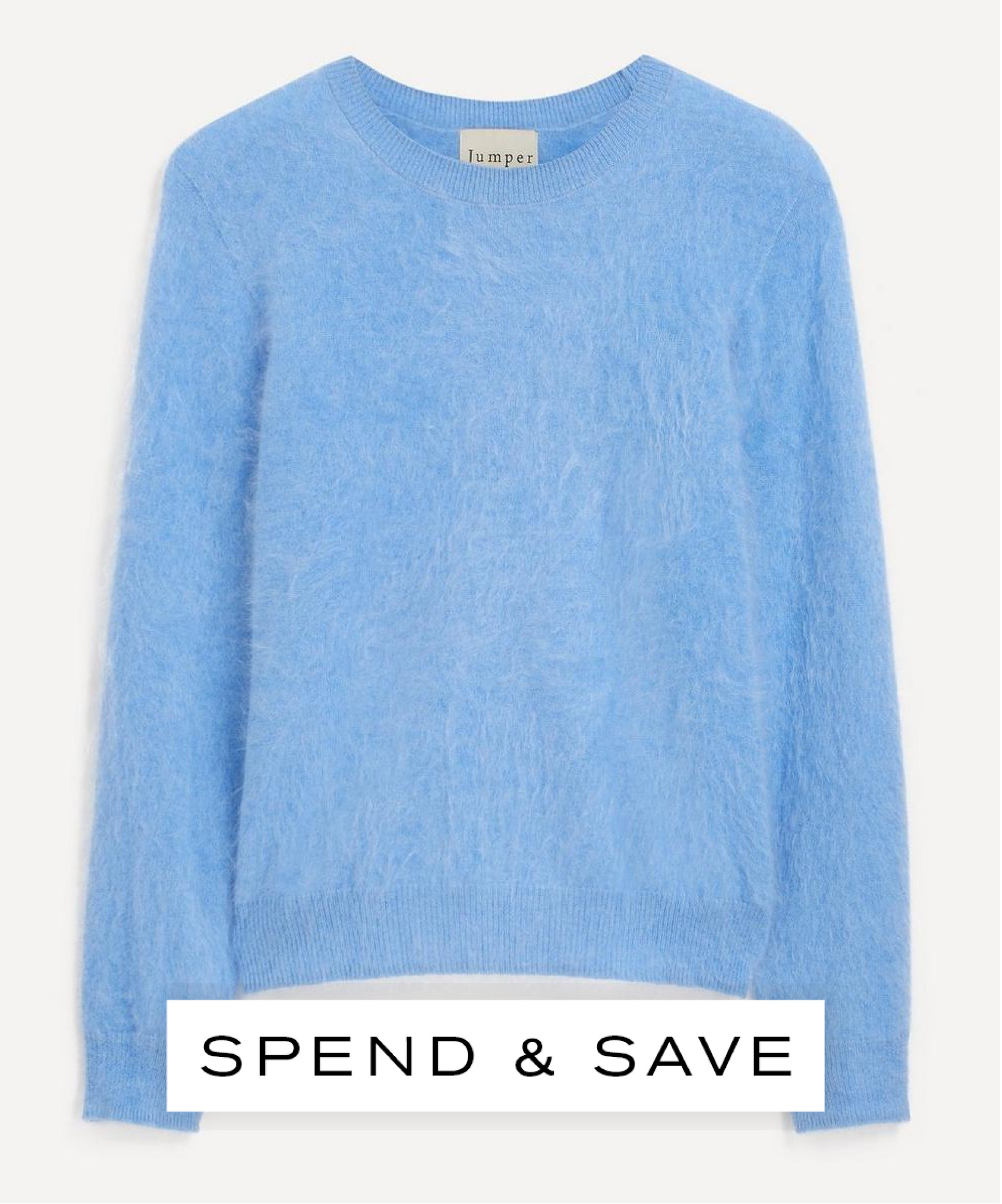 Jumper 1234 Women's Blue Marl Brushed Crew Cashmere Jumper