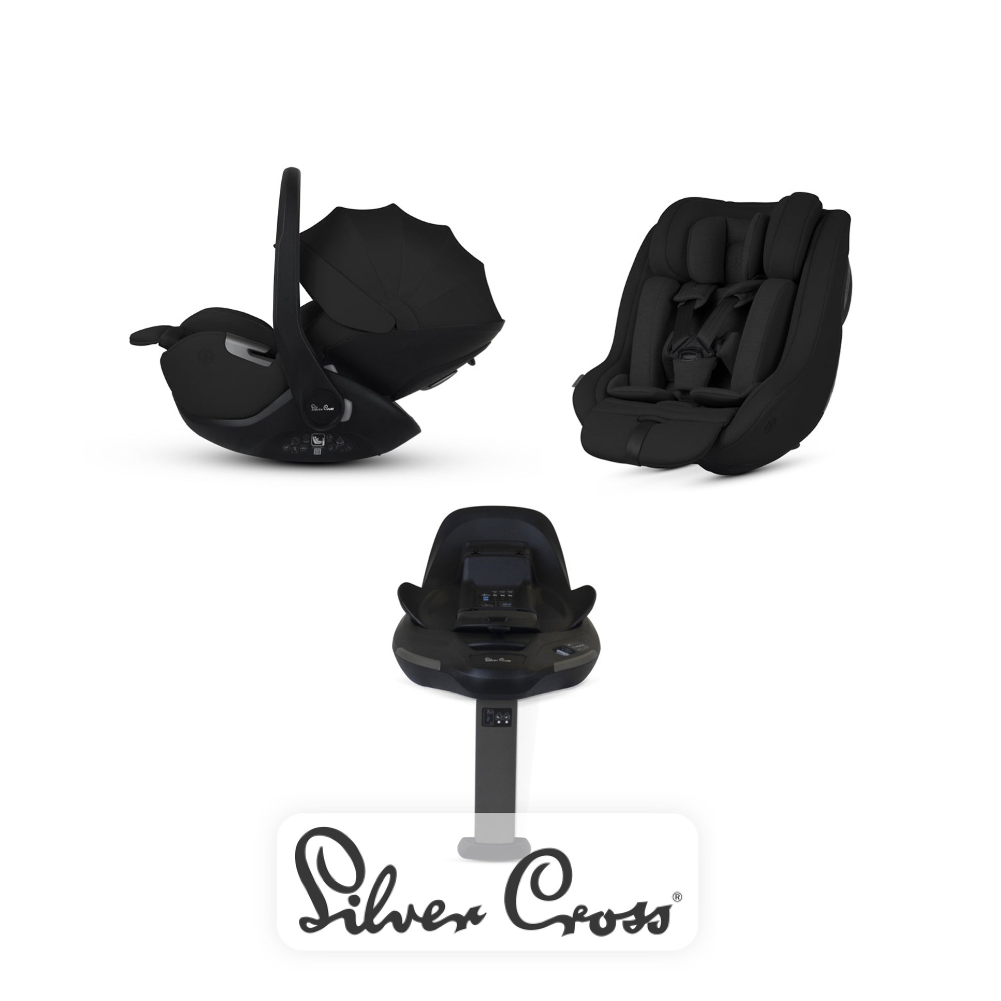 View Silver Cross Plus 360 Car Seats and Base Bundle Iconic Black Lie Flat Infant Carrier Dual Recline System Effortless Spin Adjustable Inserts  information