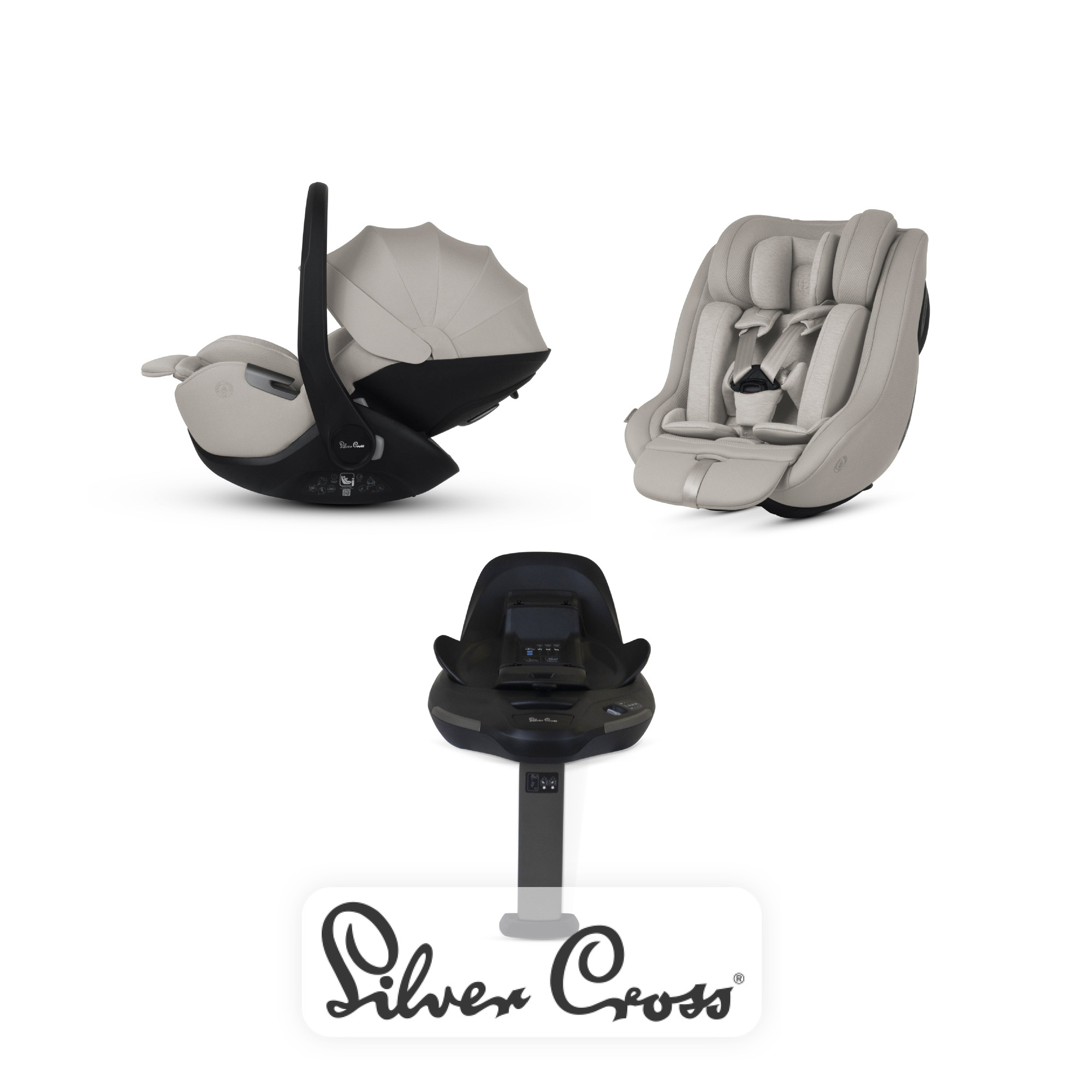 View Silver Cross Plus 360 Car Seats and Base Bundle Natural Taupe Lie Flat Infant Carrier Dual Recline System With ISOFIX base Adjustable Insert  information