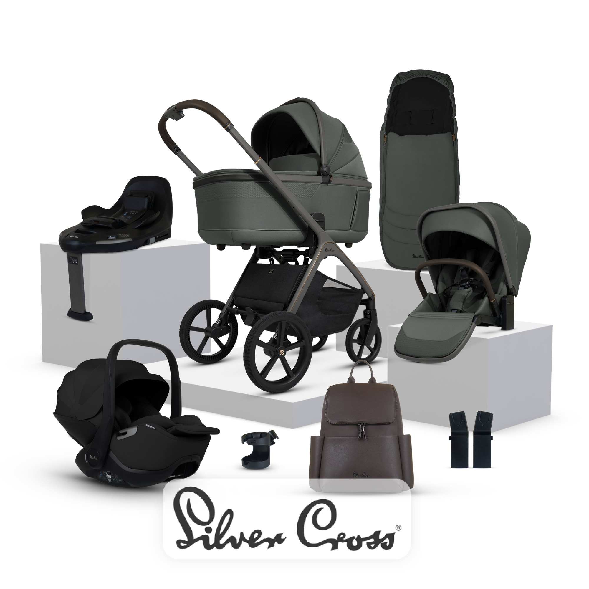 View Silver Cross Cove Pewter Travel System Ultimate 360 Infant Carrier Bundle 10 piece information