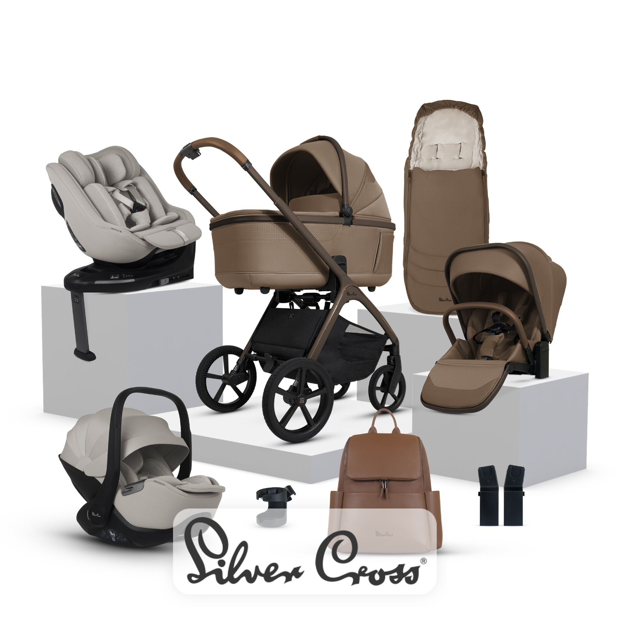View Silver Cross Cove Maple Travel System Ultimate 360 Family Car Seat Bundle 11 piece information